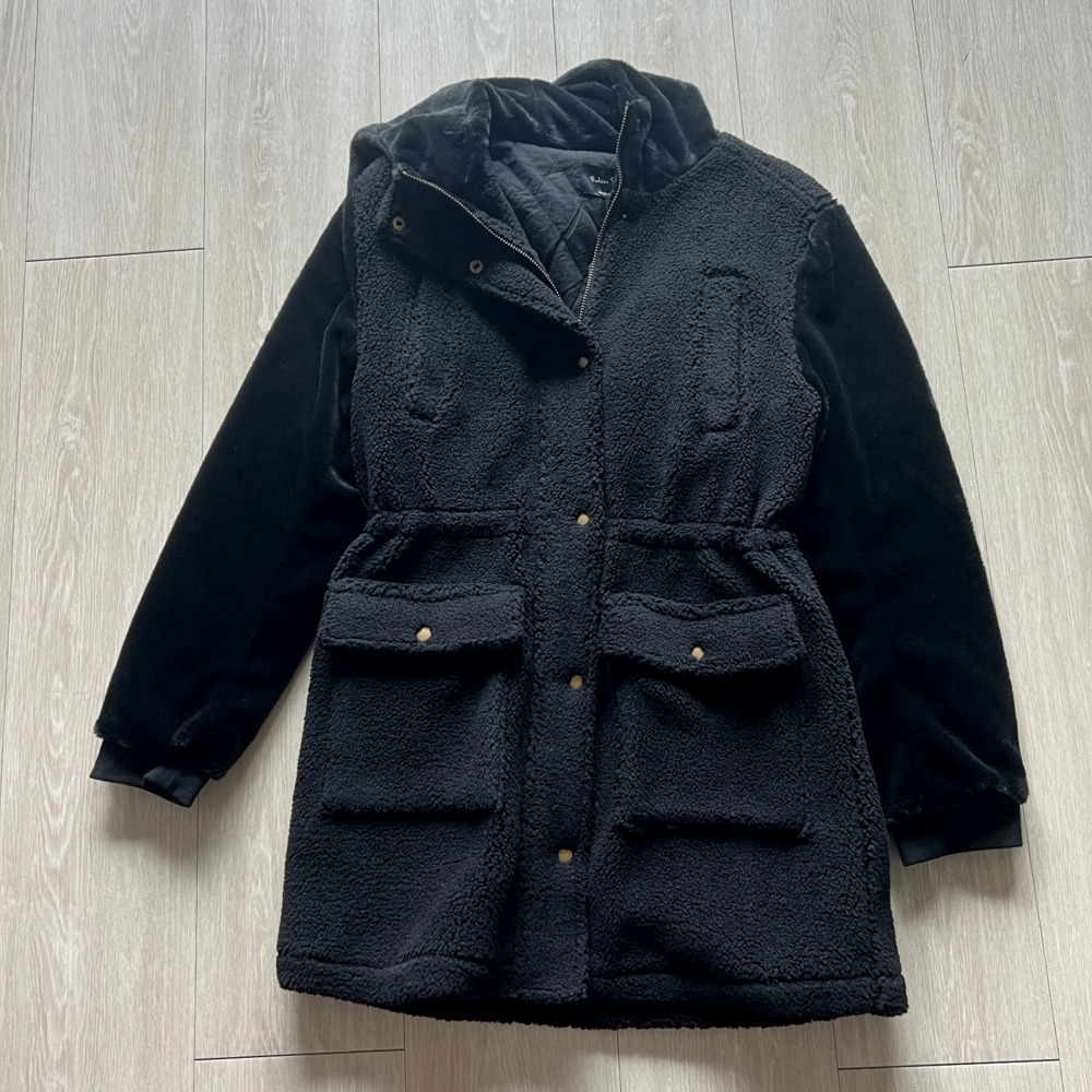 Eden Society Jacket Womens Small Sherpa Faux Fur Hooded Black